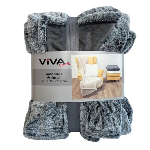 VIVA HOME mākslīgās kažokādas pleds 150x200cm, tumši pelēks